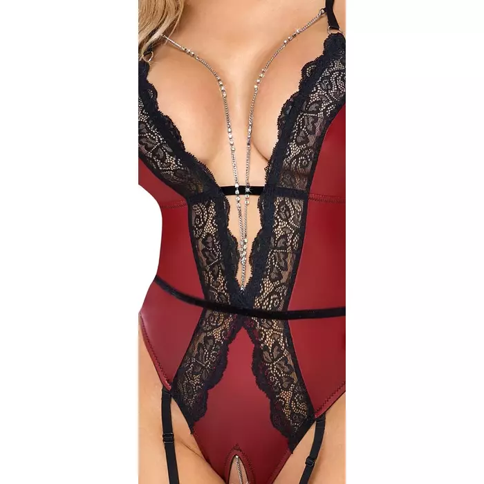 Bodysuit abierta fina 26434563031 — red/black, size M Photo 6