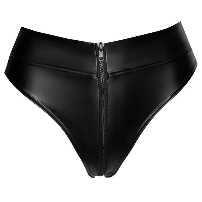 Thong Noir Zip M — waist-high powerwetlook thong Photo 7