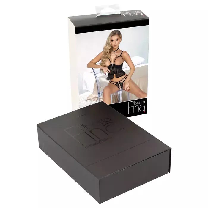Lingerie set abierta fina Longline Set Zip 80B Photo 12