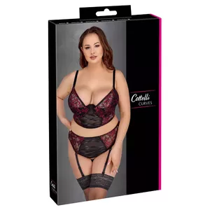 Bra set Cottelli Collection 95D / 2XL black/red — bra size 95D, matching panties 2XL