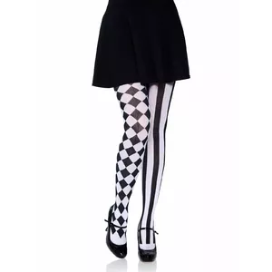 Zeķubikses LEG AVENUE 7720 Black/White Harlequin — one size, elastīgas
