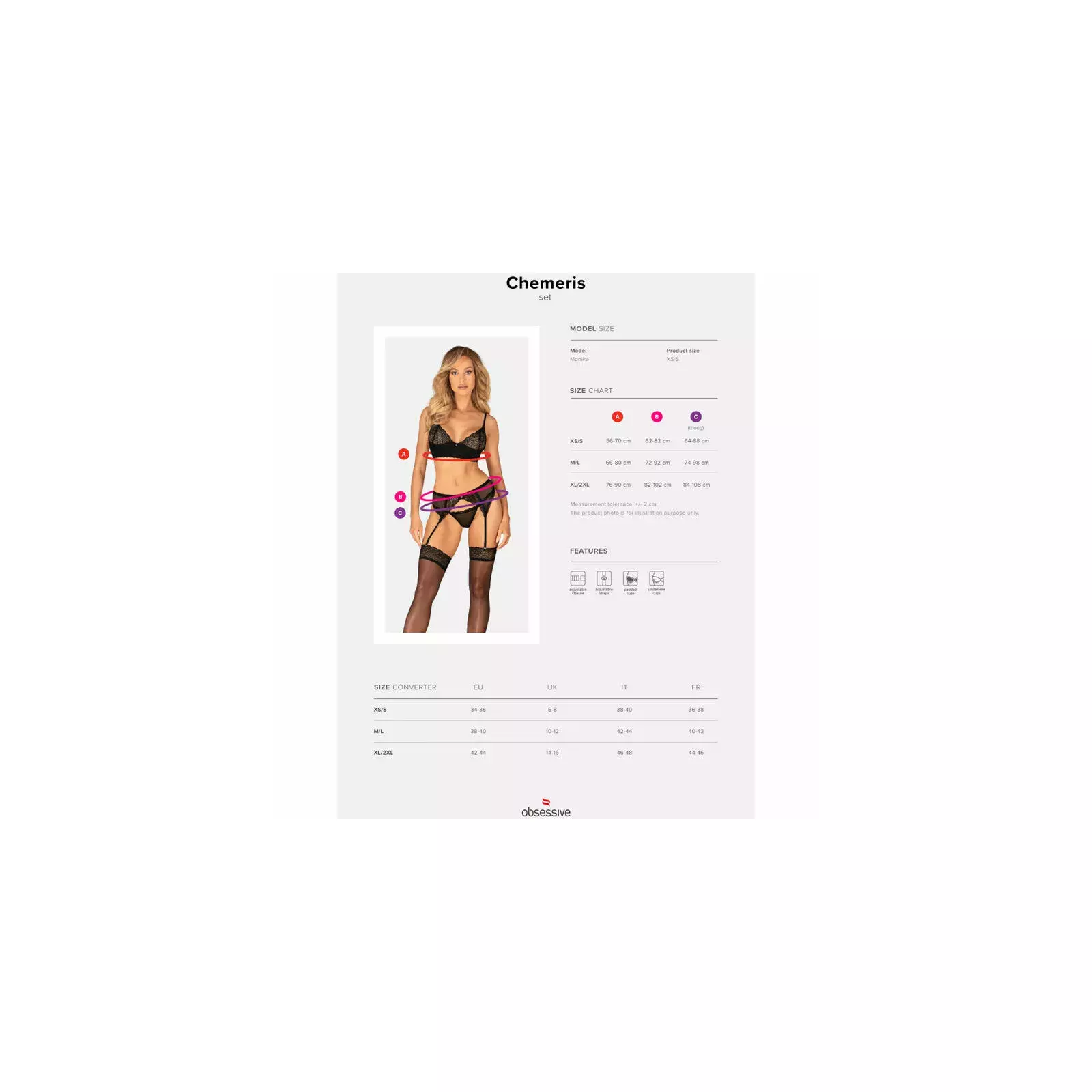 Lingerie OBSESSIVE XL/XXL CHEMERIS SET 3 PIECES Photo 7