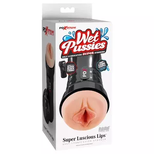 Masturbators PIPEDREAM PDXE Wet Pussies Super Lusciou — TPR/silikons, ādas krāsa, kopgarums 21,6 cm, ievades dziļums 16,5 cm
