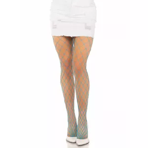 Zeķubikses LEG AVENUE Diamond Fishnet, neona zils, one size, elastīgs materiāls