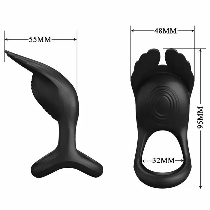 Penis ring pretty love Silas — black silicone, 7 modes Photo 6