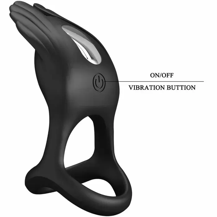 Penis ring pretty love Silas — black silicone, 7 modes Photo 7
