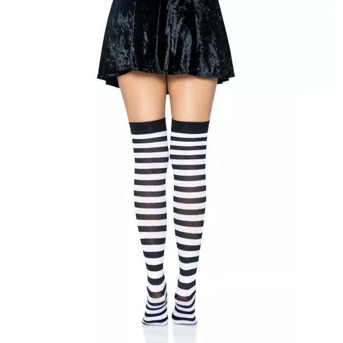 High Socks LEG AVENUE Black/White Striped One Size Photo 4