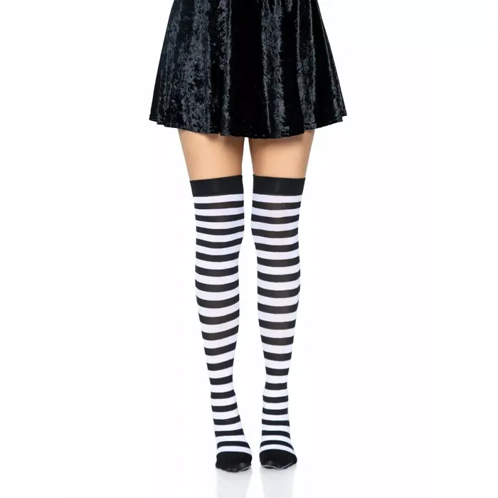 High Socks LEG AVENUE Black/White Striped One Size Photo 5