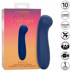 G-spot vibrators CalExotics Cashmere Satin G Blue — izliektas, ūdensizturīgas, regulējamas vibrācijas