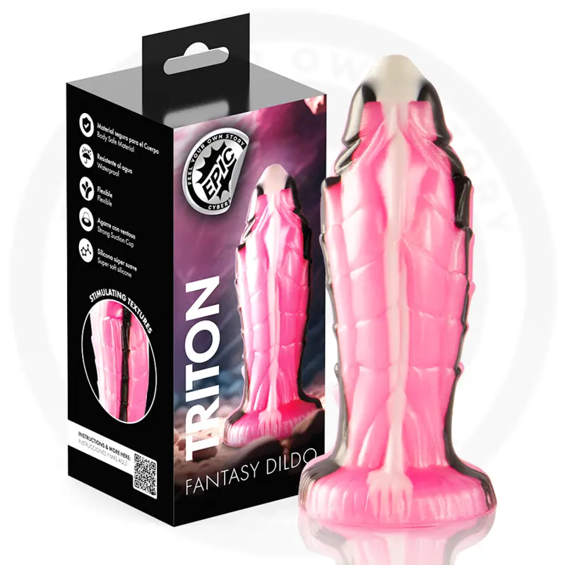 Dildo EPIC TRITON — silikons, rāpuļu tekstūra Photo 6