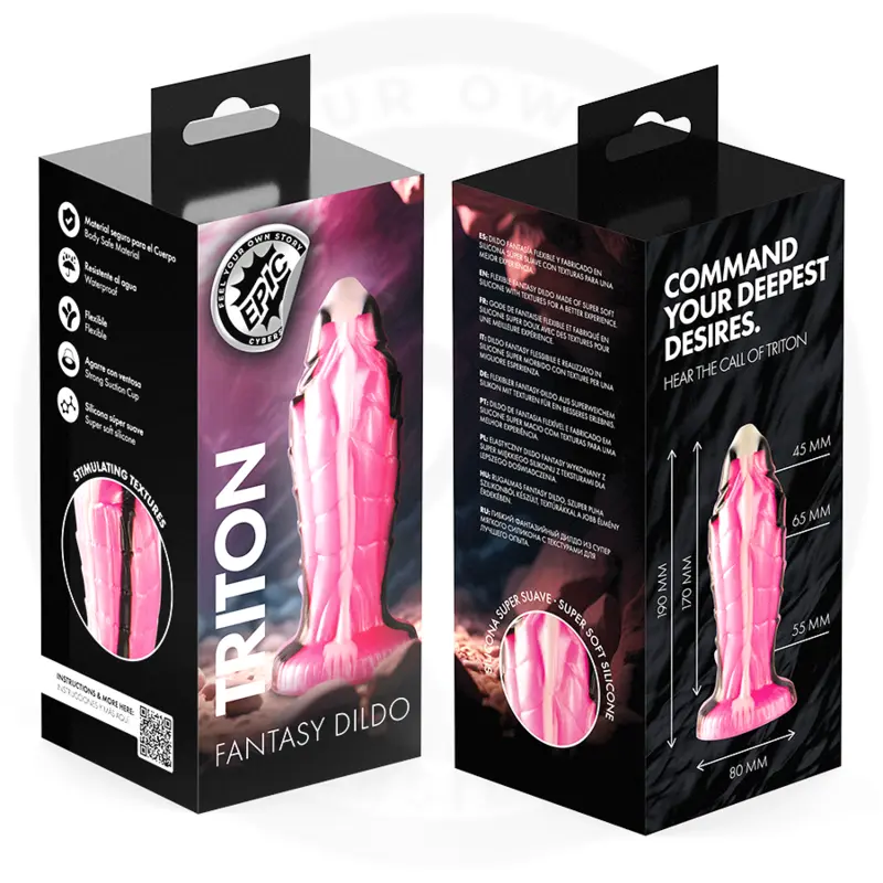 Dildo EPIC TRITON — silikons, rāpuļu tekstūra Photo 10