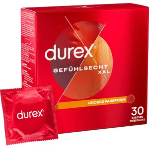 Мужской презерватив Durex Gefühlsecht XXL, гладкая поверхность, 30 шт.