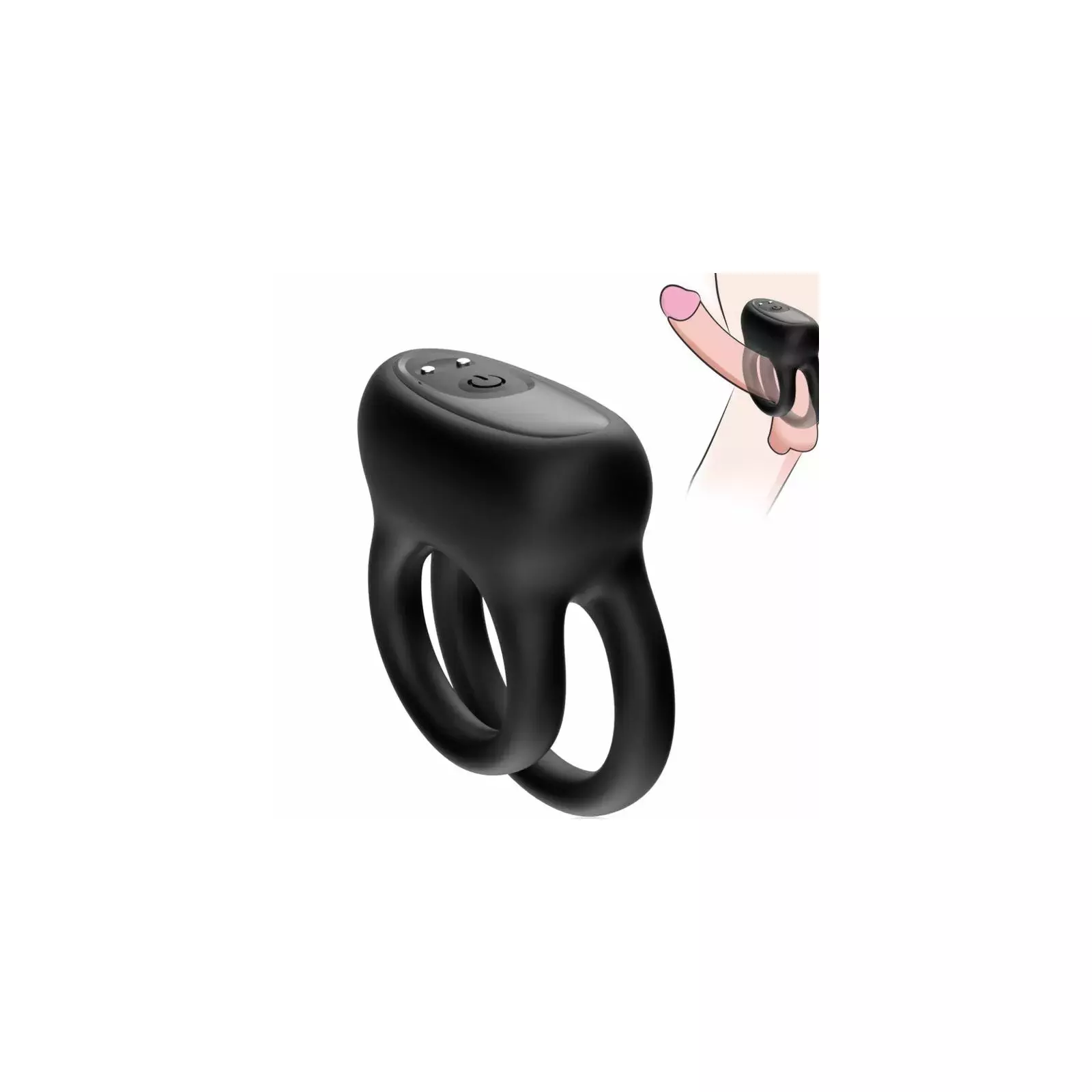 Penis Extension Armony Double Ring Vibrator Black D-237947 Photo 1