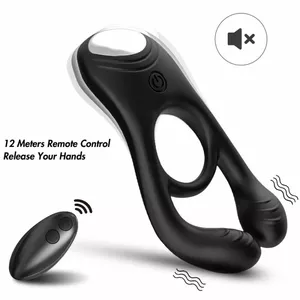 Penisa stiprinājums ARMONY VEYRON DOUBLE VIBRATOR RING TOY FOR COUPLES REMOTE CONTROL BLACK