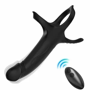 Paplašinājums dzimumloceklim ar gredzenu un vibratoru ARMONY FOR COUPLES D-238032 — tālvadība, melns
