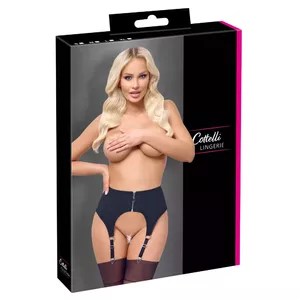 Suspender belt Cottelli Collection matte, size M, adjustable straps, front zip, black