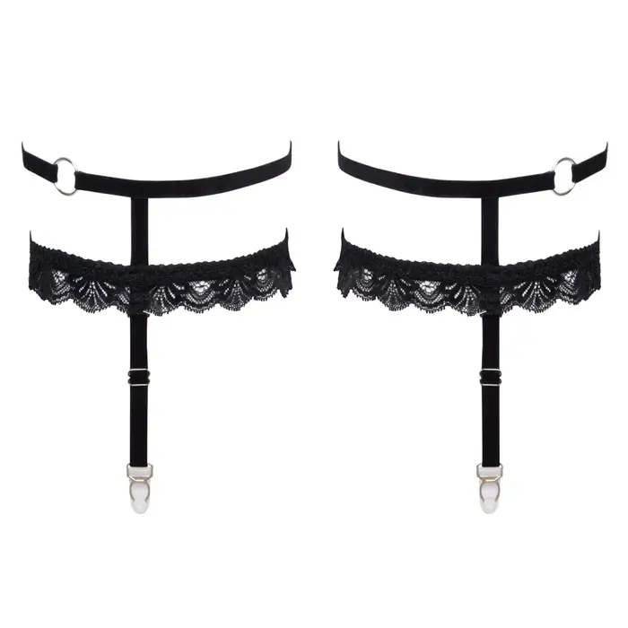 Leg garters Cottelli Collection S/M — adjustable velvet lace Photo 4