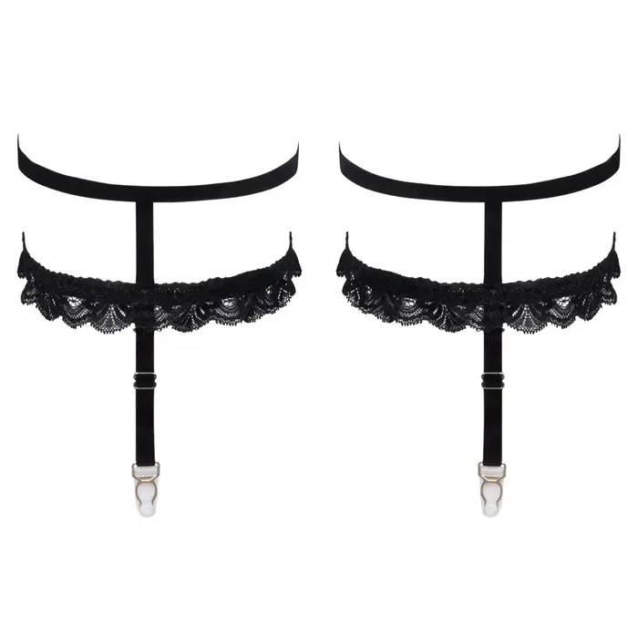 Leg garters Cottelli Collection S/M — adjustable velvet lace Photo 5