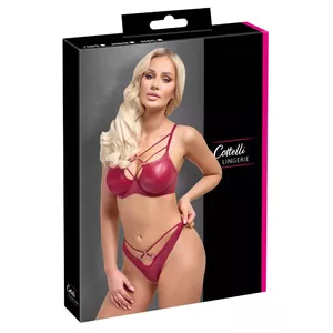 Lingerie set Cottelli Collection Bra Set red 85B/L — bra 85B, brief L, wet look, underwired, 90% polyester 10% spandex