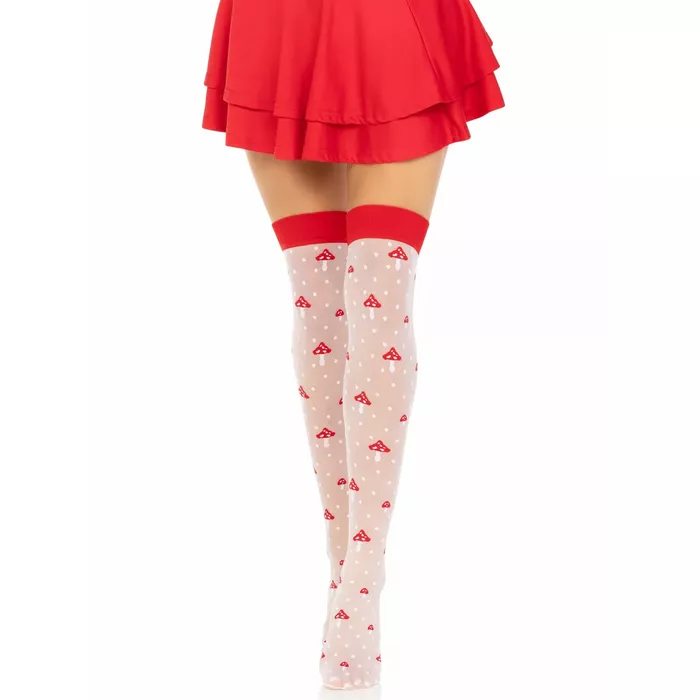 LEG AVENUE Augstas zeķes Mushroom sarkani/baltas Photo 4