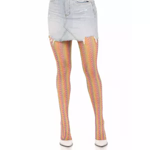 Zeķubikses LEG AVENUE Multicolor Crochet, one size, stiepjamais varavīksnes tamborējuma raksts