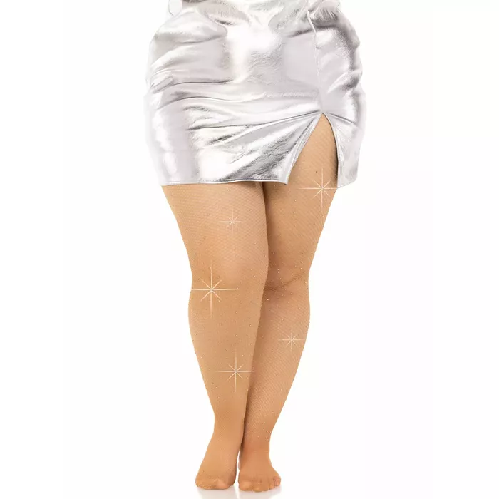 Zeķubikses LEG AVENUE Crystalized Mesh Stockings 1X/2X Photo 4