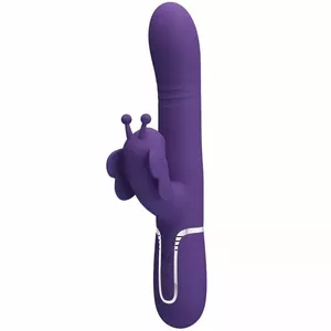 Vibrator pretty love D-239893 — multifunction 4-in-1 rabbit with butterfly external stimulator, purple