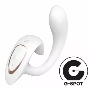 Trusīša vibrators SATISFYER G for Goddess 1 — dubultās stimulācijas, izliektā G‑punkta ass, klitorālais zars, silikons, ūdensizturīgs, uzlādējams