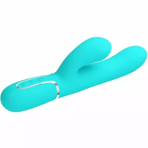 Вибратор для точки G Pretty Love D-238291, медицинский силикон, аква-зелёный, многофункц., водонепр.