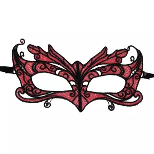 QUEEN LINGERIE - LACE MASK WITH RED DETAILS