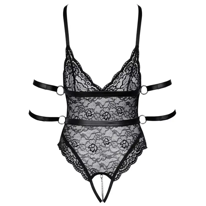 Cottelli Collection Bondage Body XL — mežģīņu bodijs ar caurumu Photo 10