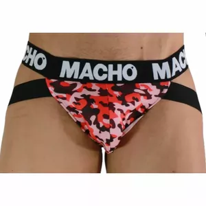 Men's jockstrap machounderwear MACHO MX28MR JOCK MILITARY RED, elastic waistband, open-back support