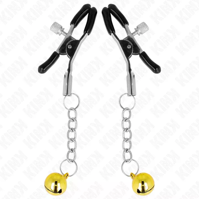 Зажимы для сосков KINK Gold Jingle Bell, регулируемые 6 см Photo 2