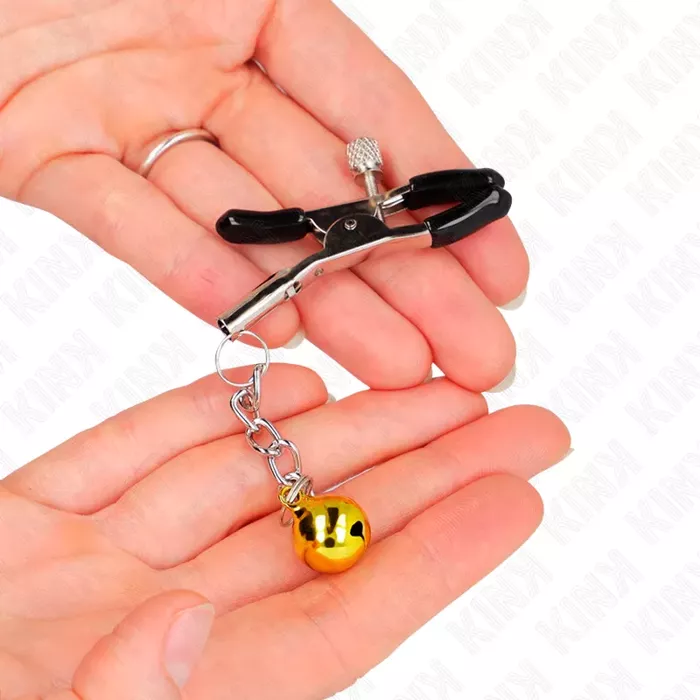 Зажимы для сосков KINK Gold Jingle Bell, регулируемые 6 см Photo 3
