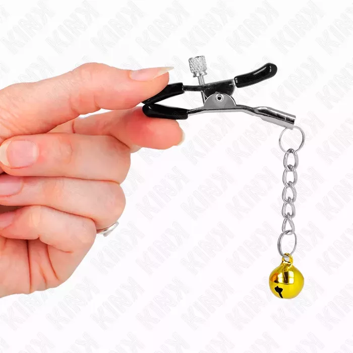 Зажимы для сосков KINK Gold Jingle Bell, регулируемые 6 см Photo 4