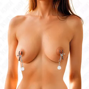KINK Stikla pērlīšu krūšu galu skavas sudraba 6 cm D-240940