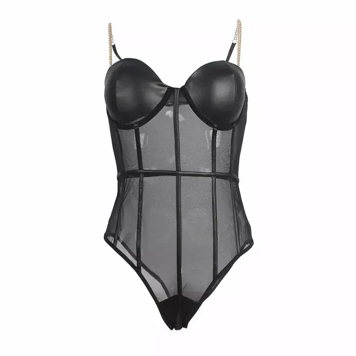 Боди SUBBLIME D-239905 — черное с цепочными бретелями S/M Photo 5