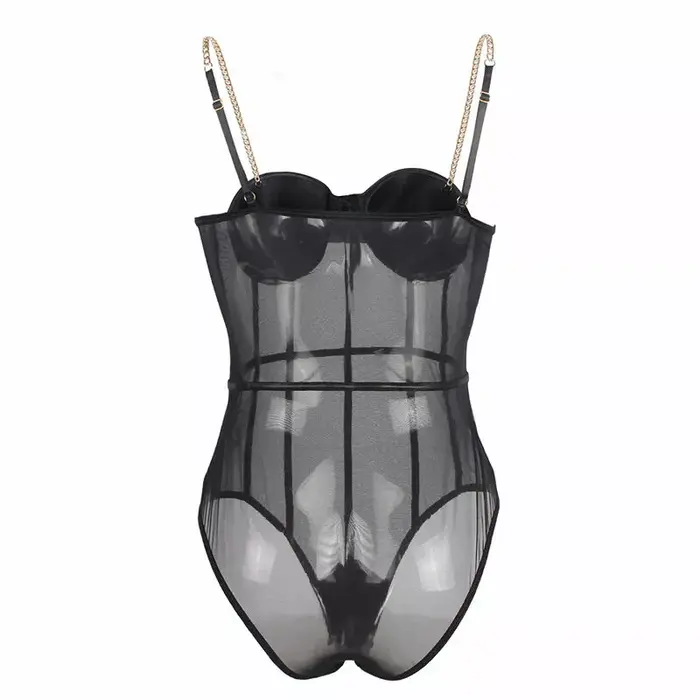 Боди SUBBLIME D-239905 — черное с цепочными бретелями S/M Photo 6