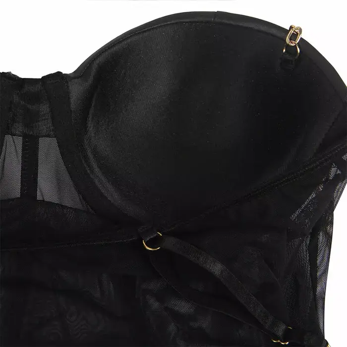 Боди SUBBLIME D-239905 — черное с цепочными бретелями S/M Photo 7