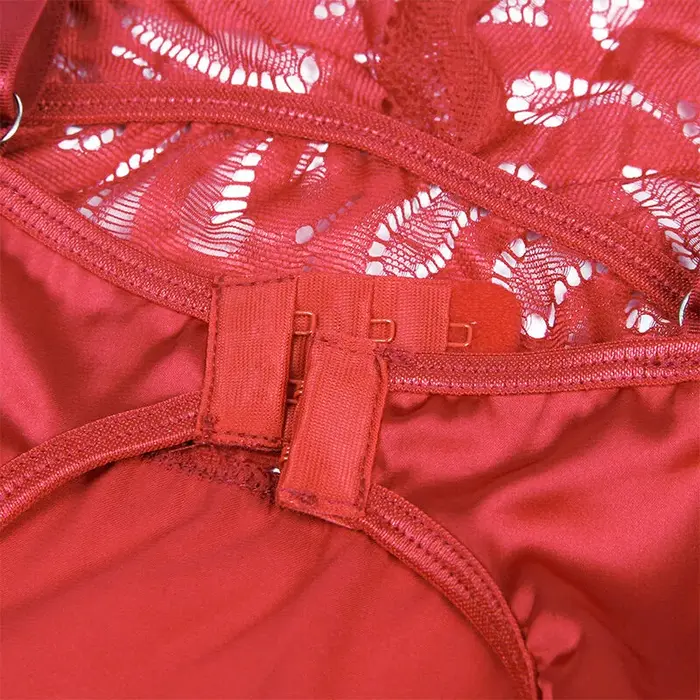 SUBBLIME Satin Babydoll with Lace, Red S/M Photo 11