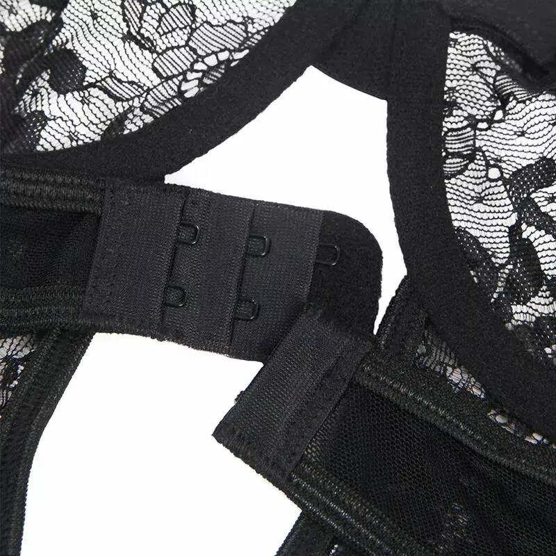 Боди-тедди SUBBLIME с подвязками и кружевом - черный L/XL Photo 12