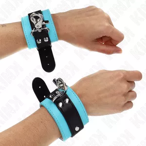 Wrist Restraints KINK Leather Black Blue Adjustable 21-28 cm x 5.5 cm