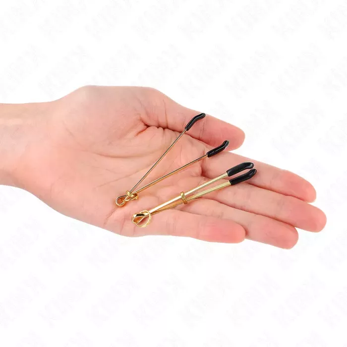 KINK Thin Nipple Clamps Gold 7 cm regulējamas metāla spailes Photo 4