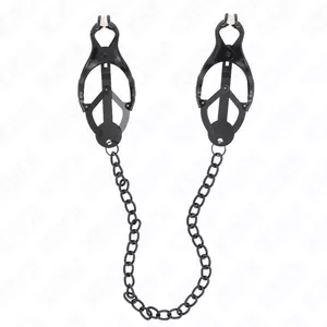 Nipple clamps KINK Japanese clover design with 30 cm chain, black