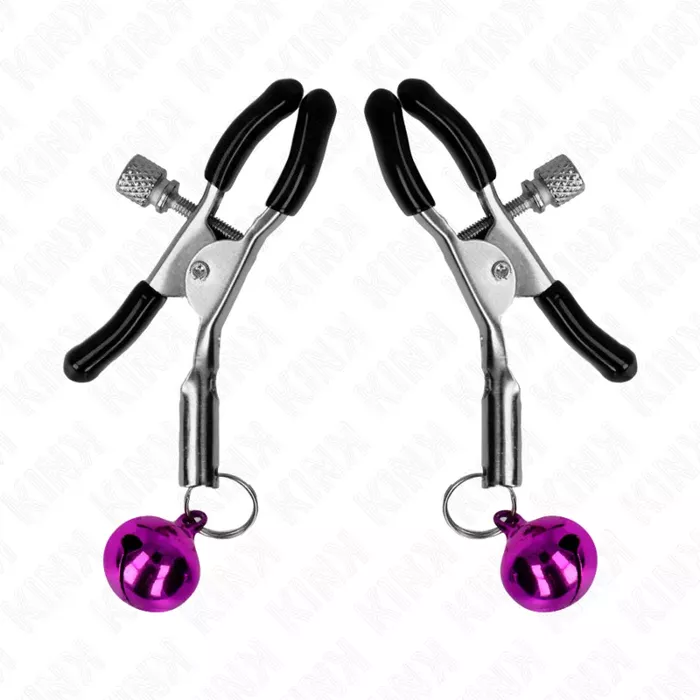 Krūšu galu skava KINK Purple ar zvaniņu, 6 cm Photo 2