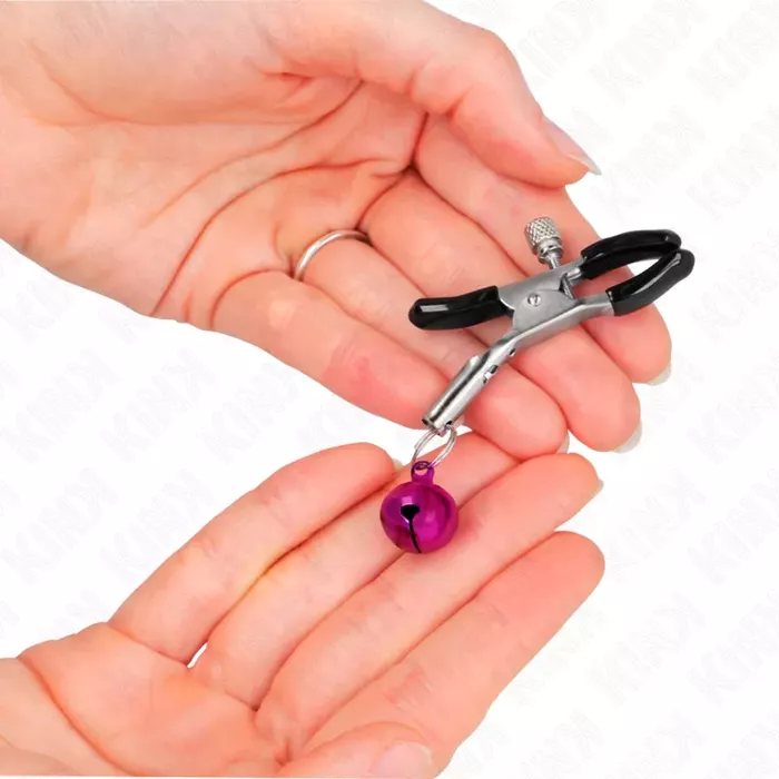 Krūšu galu skava KINK Purple ar zvaniņu, 6 cm Photo 3