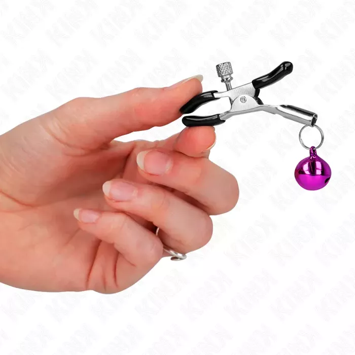 Krūšu galu skava KINK Purple ar zvaniņu, 6 cm Photo 4