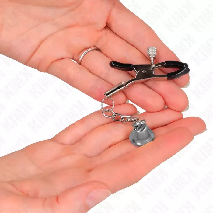 Nipple clamps KINK Silver Bell pendant 6 cm Photo 3