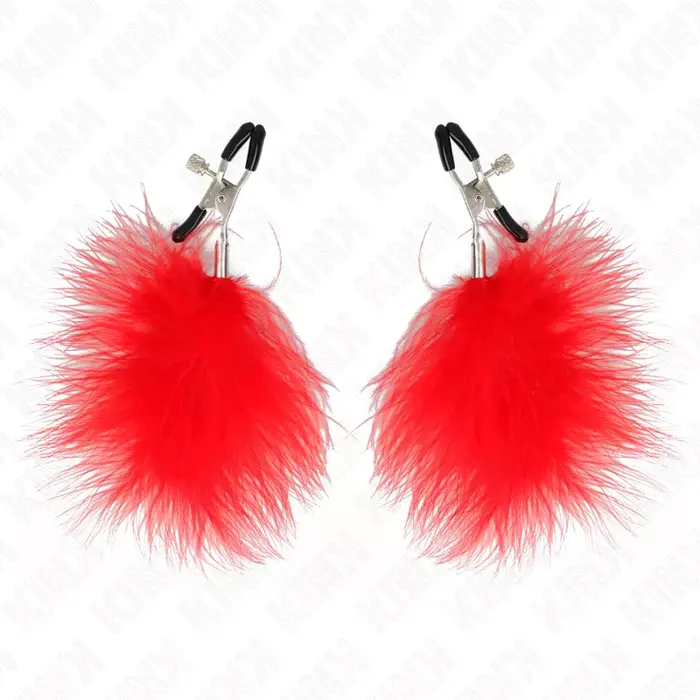 Nipple clamps KINK Feather Nipple Clamp — red 7 cm Photo 2