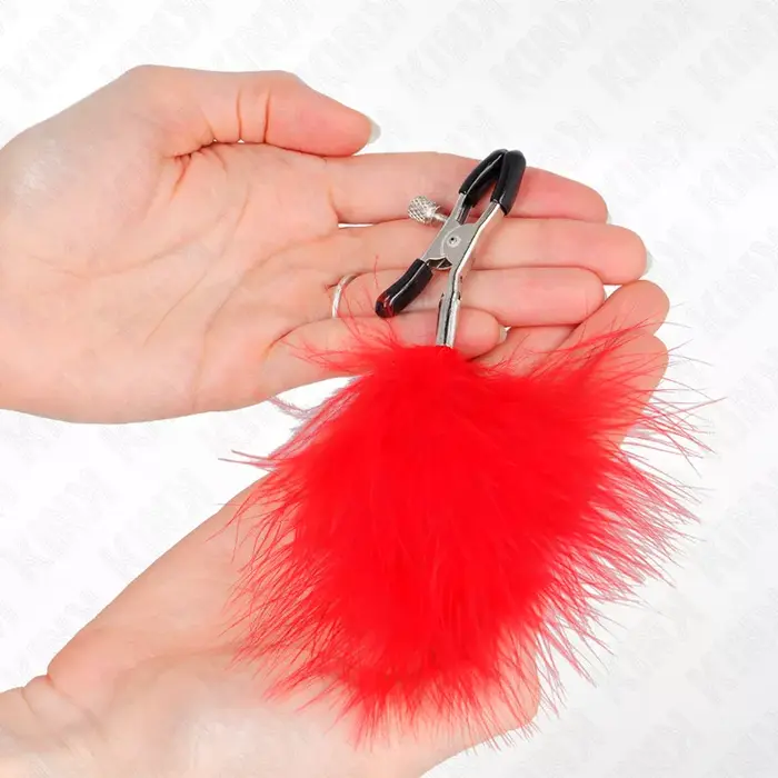 Nipple clamps KINK Feather Nipple Clamp — red 7 cm Photo 3